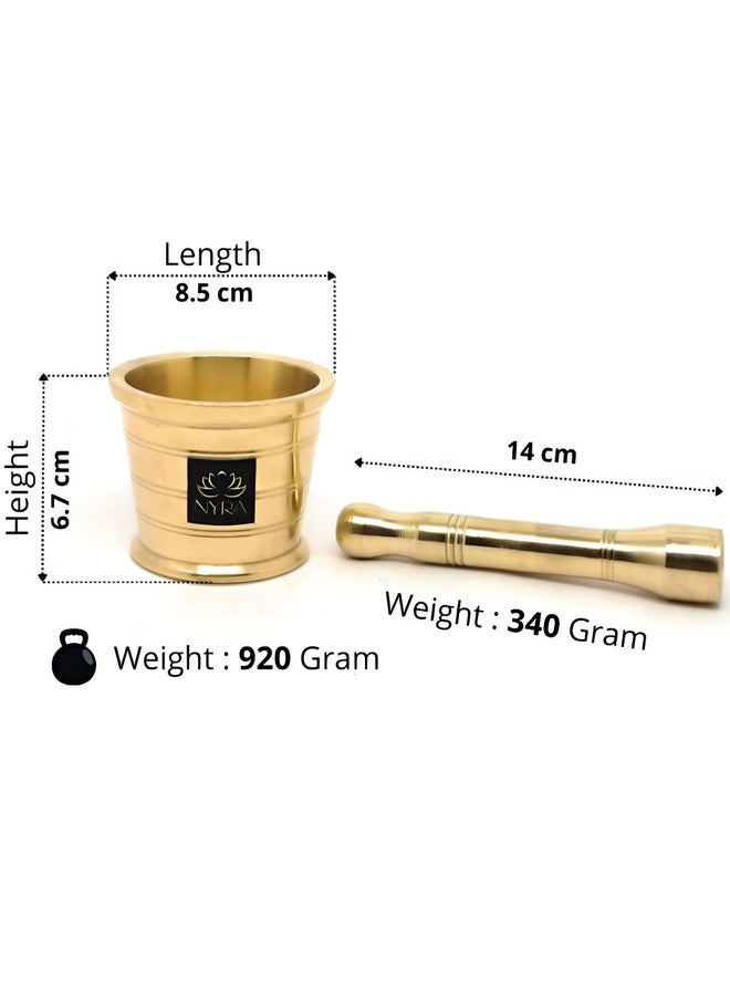 Nyra Kitchenware Nyra Brass Mortar and Pestle Set for Grinding Spices and Herbs - Image 2